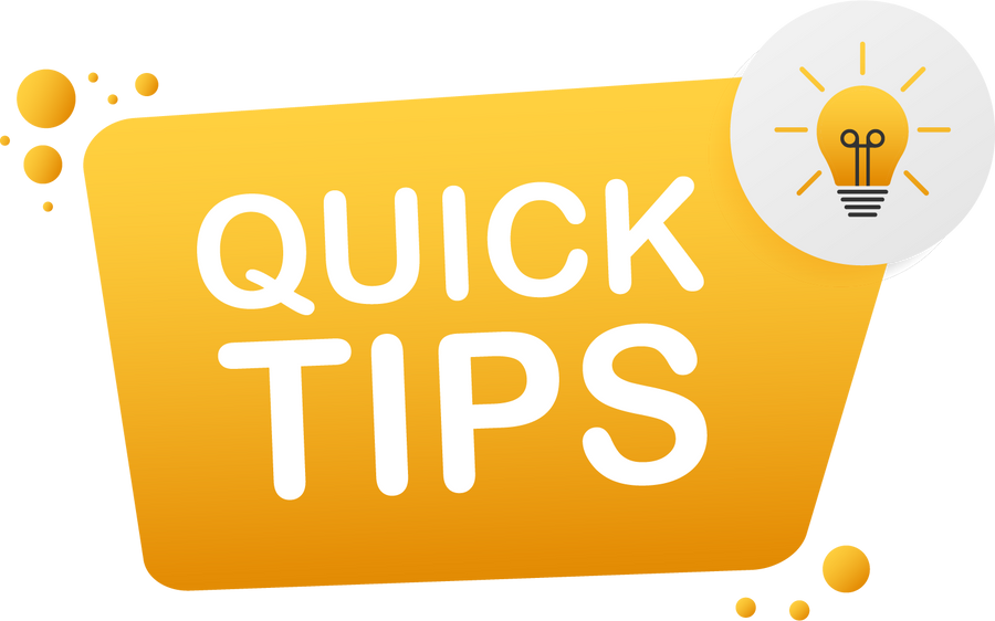 Quick tips badge with speech bubble