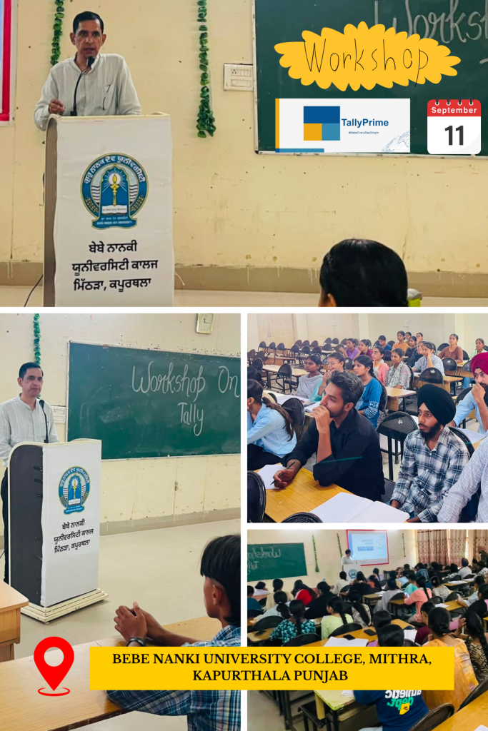 Tally Prime workshop for B.Com students at Bebe Nanki University College Mithra